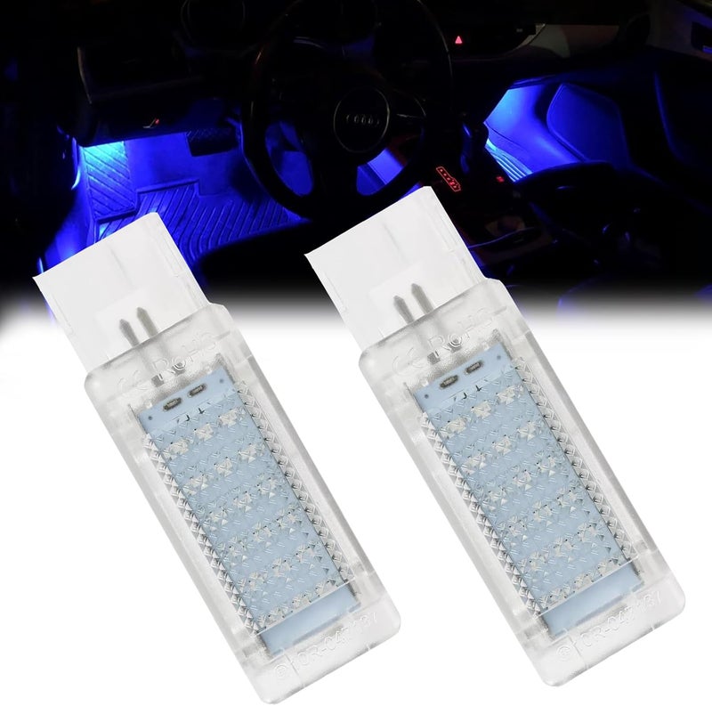 csslyzl LED Footwell Under Door Glove Box Interior Trunk Lights Compatible with VW Golf MK7 GTI Jetta MK5 MK6, OEM Replacement Error Free - 2PCS (Blue) - Image 1